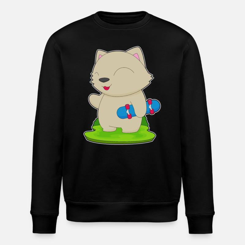 Chat Skater Skateboard - Sweat bio ROLLER Stanley/Stella Unisexe - noir