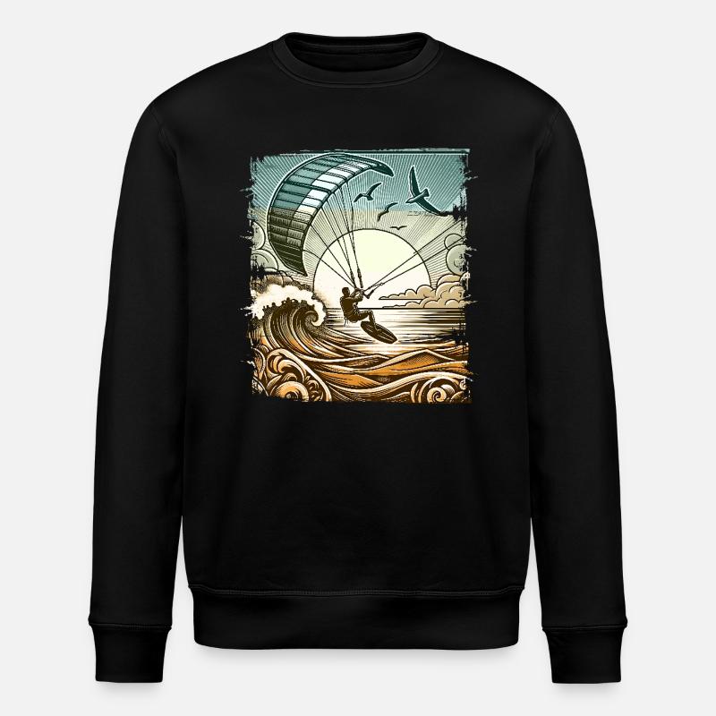 Kitesurfen Kitesurf Kitesurfer Kiteboard - Stanley/Stella Unisex Bio-Sweatshirt ROLLER - Schwarz