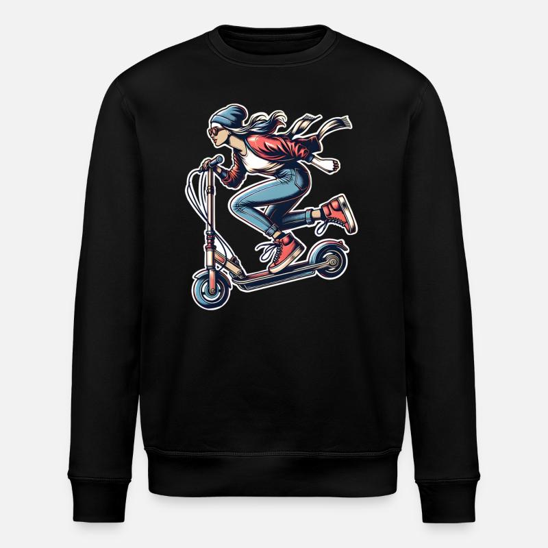 E-Scooter E-Roller Frau Scooter - Stanley/Stella Unisex Bio-Sweatshirt ROLLER - Schwarz