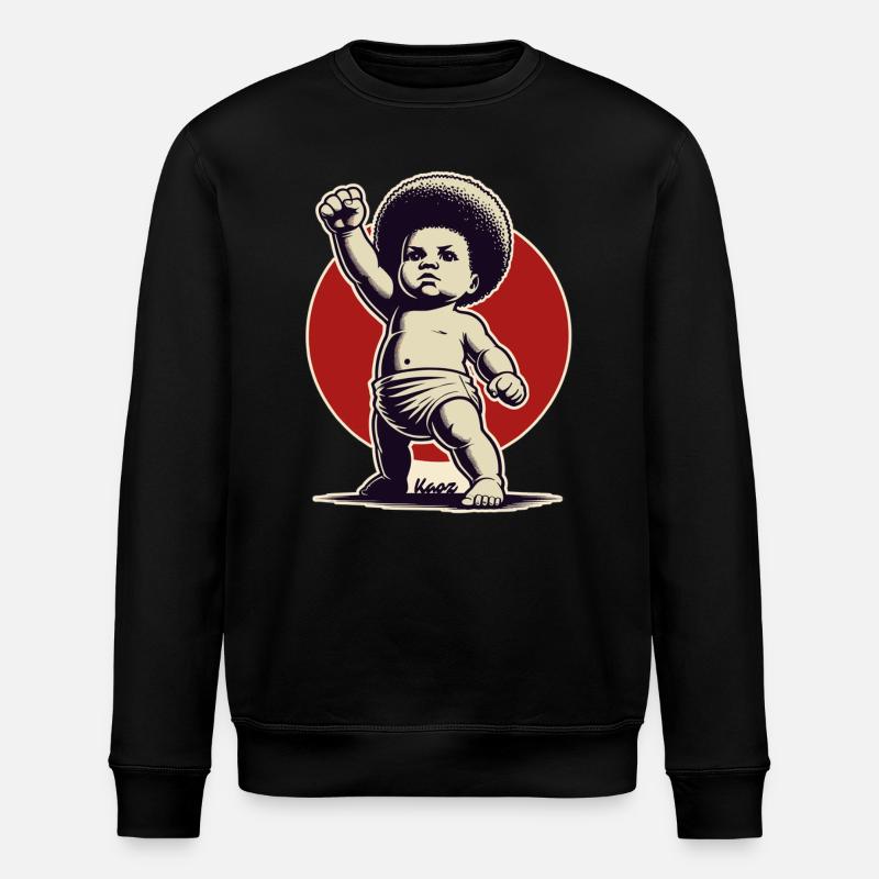 Baby in Freiheits-Pose - Stanley/Stella Unisex Bio-Sweatshirt ROLLER - Schwarz
