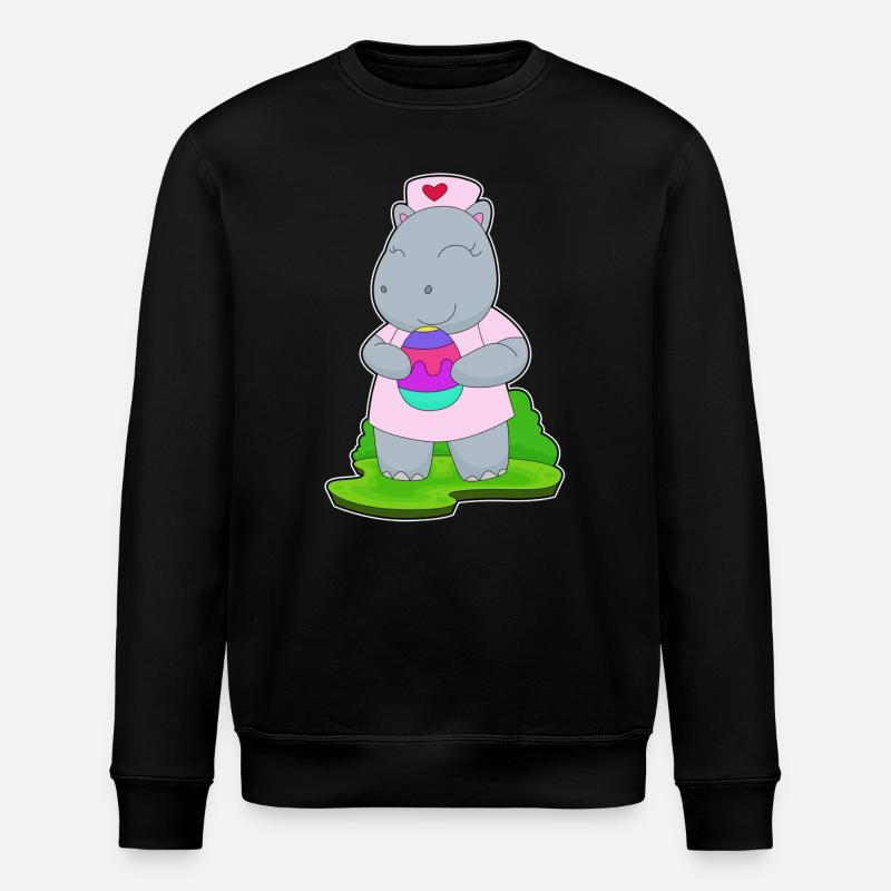 Hippopotame Infirmière de Pâques - Sweat bio ROLLER Stanley/Stella Unisexe - noir