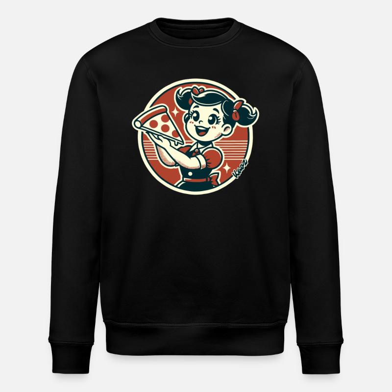 Petite fille avec pizza - Sweat bio ROLLER Stanley/Stella Unisexe - noir