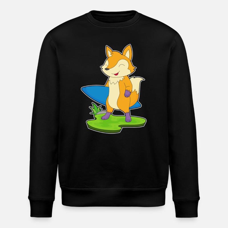 Fox Surfer Surfboard - Stanley/Stella ROLLER Unisex Organic Sweatshirt - black