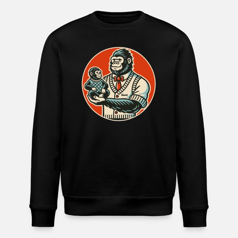Papa gorille avec bébé - Sweat bio ROLLER Stanley/Stella Unisexe - noir