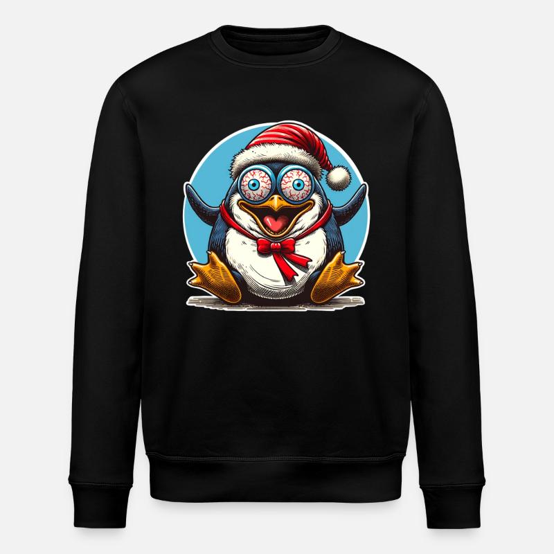 crazy Christmas penguin - Stanley/Stella ROLLER Unisex Organic Sweatshirt - black
