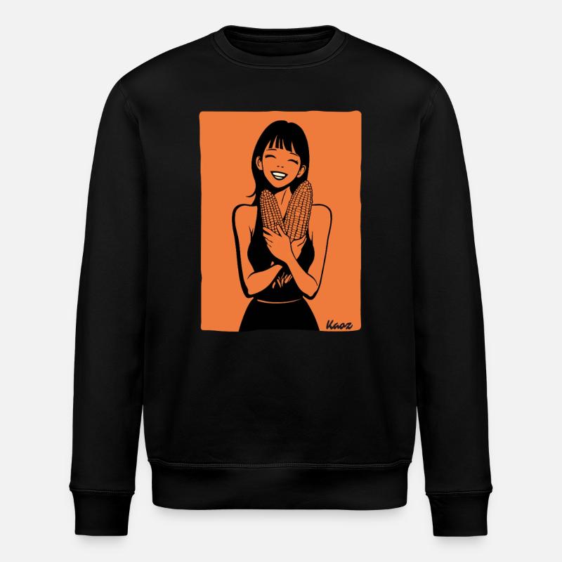 Glückliches Mädchen mit Maiskolben - Stanley/Stella Unisex Bio-Sweatshirt ROLLER - Schwarz