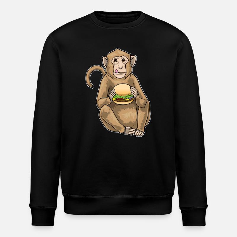 Monkey Cheeseburger - Stanley/Stella ROLLER Unisex Organic Sweatshirt - black