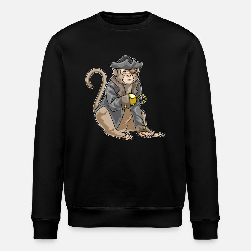 Monkey Pirate Hook Hand - Stanley/Stella ROLLER Unisex Organic Sweatshirt - black