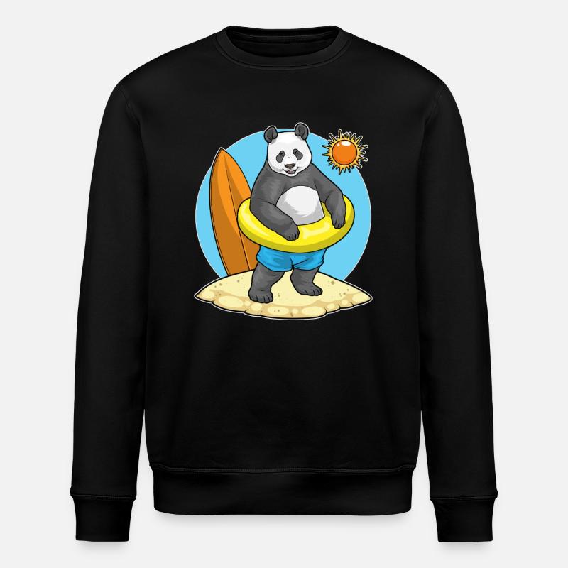 Plage d’été Panda - Sweat bio ROLLER Stanley/Stella Unisexe - noir