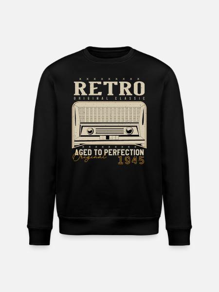 Retro 1945 Birthday Gift 1945 Vintage 1945 - Stanley/Stella ROLLER Unisex Organic Sweatshirt - black