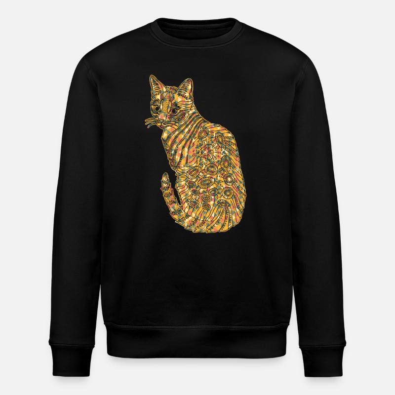 Bengal Cat Geometric - Stanley/Stella ROLLER Unisex Organic Sweatshirt - black