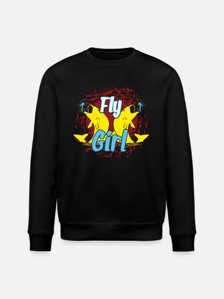 Fly Fishing Girl - Stanley/Stella ROLLER Unisex Organic Sweatshirt - black