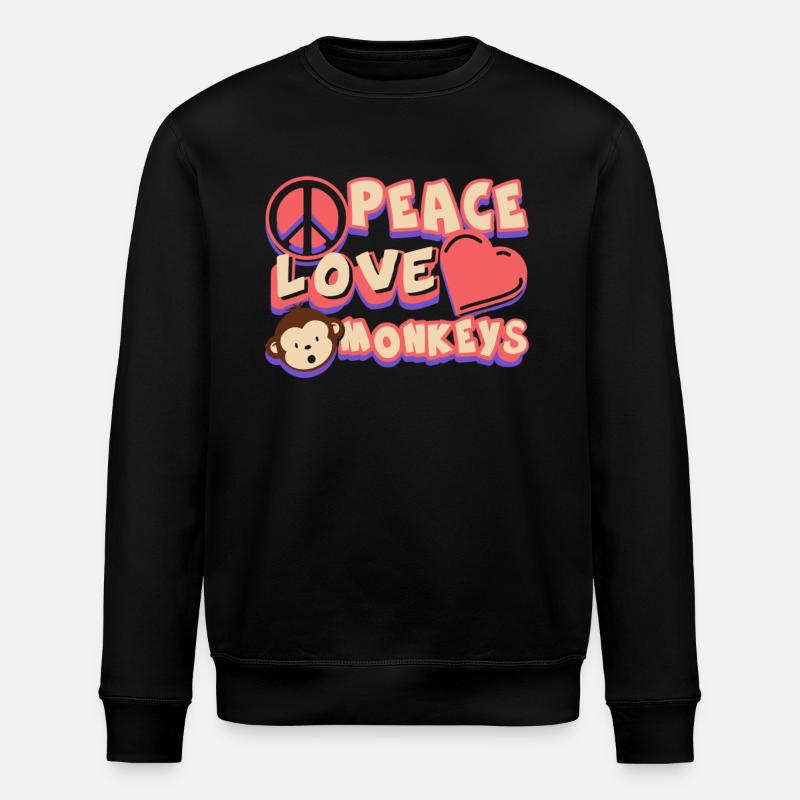Peace Love Monkeys Tee - Stanley/Stella ROLLER Unisex Organic Sweatshirt - black