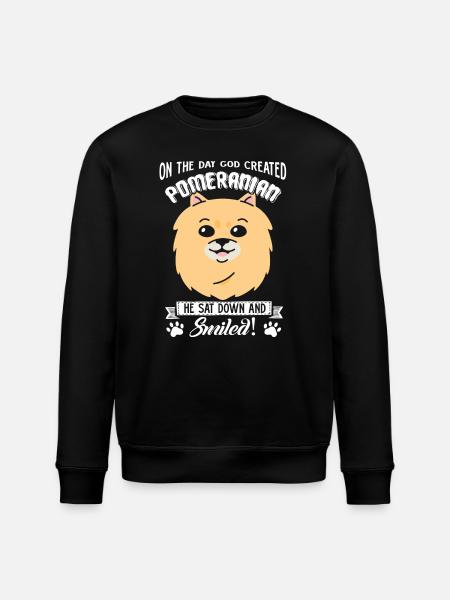 God Created Pomeranian - Stanley/Stella ROLLER Unisex Organic Sweatshirt - black