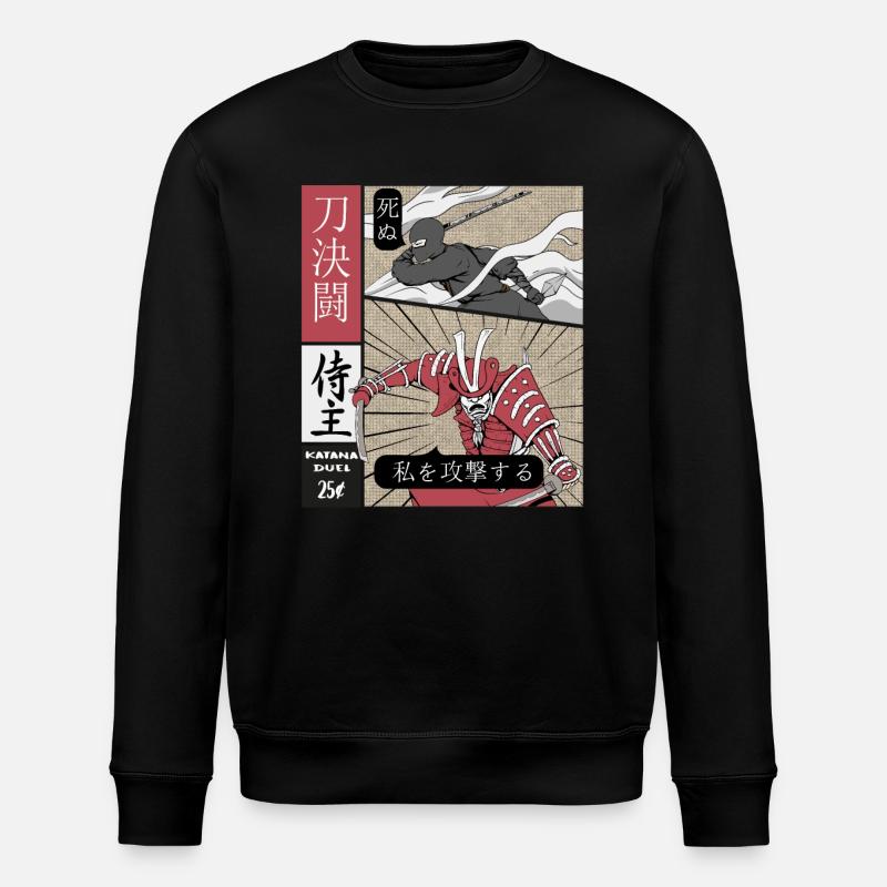 Katana Duel Ninja vs Samurai - Stanley/Stella ROLLER Unisex Organic Sweatshirt - black