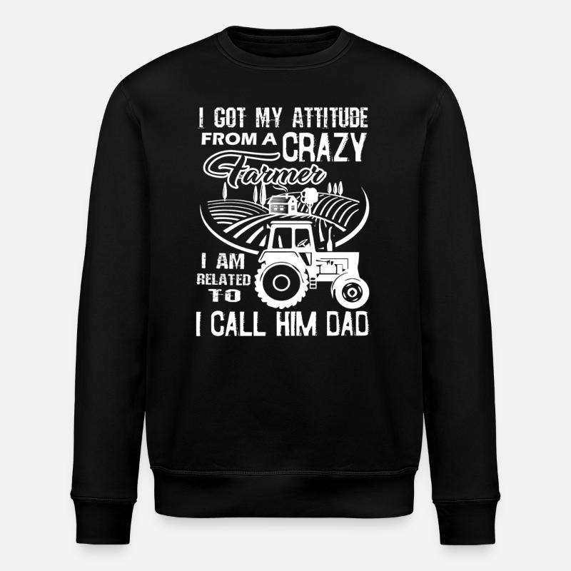 Father's Day Farmer Dad - Stanley/Stella ROLLER Unisex Organic Sweatshirt - black