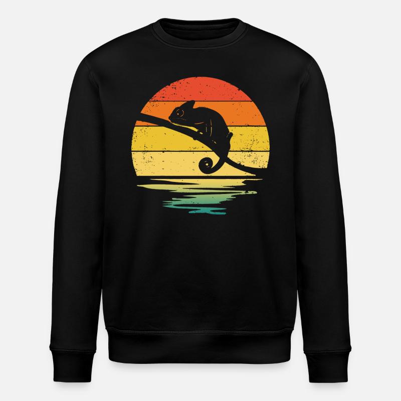 Chameleon Retro Graphic - Stanley/Stella ROLLER Unisex Organic Sweatshirt - black