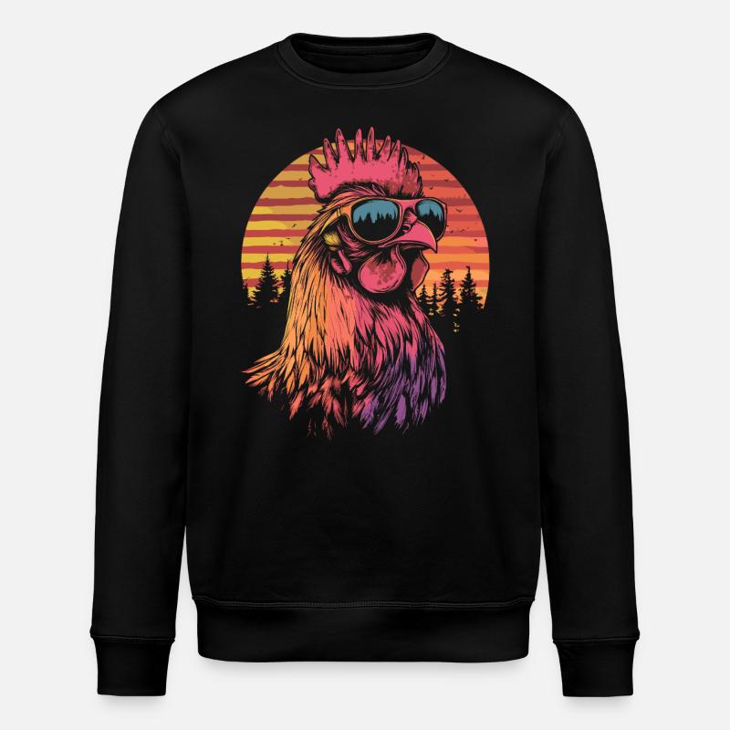 Coq avec lunettes de soleil - Sweat bio ROLLER Stanley/Stella Unisexe - noir