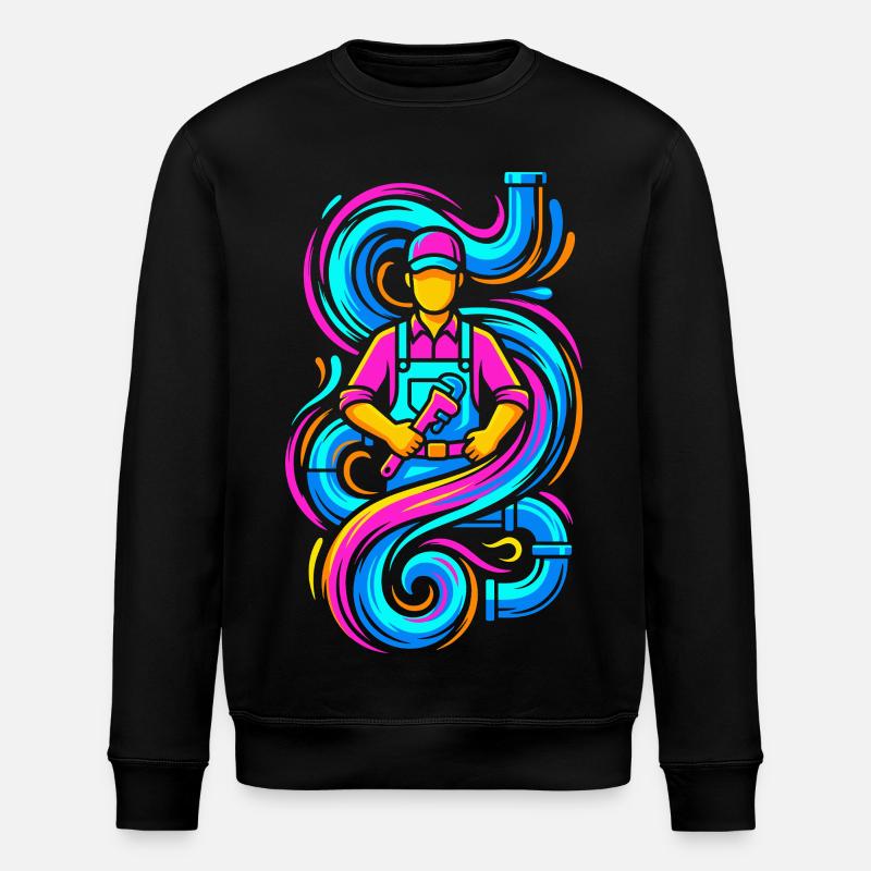Klempner mit Schraubenschlüssel - Stanley/Stella Unisex Bio-Sweatshirt ROLLER - Schwarz