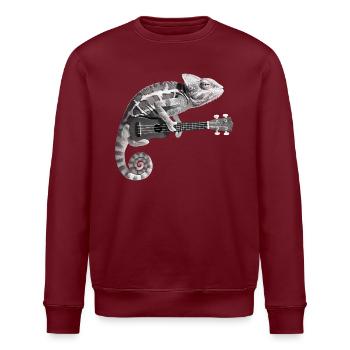 Chamäleon mit Ukulele schwarz weiß - Stanley/Stella Unisex Bio-Sweatshirt ROLLER - Burgunderrot - Vorne - Nik (191cm)