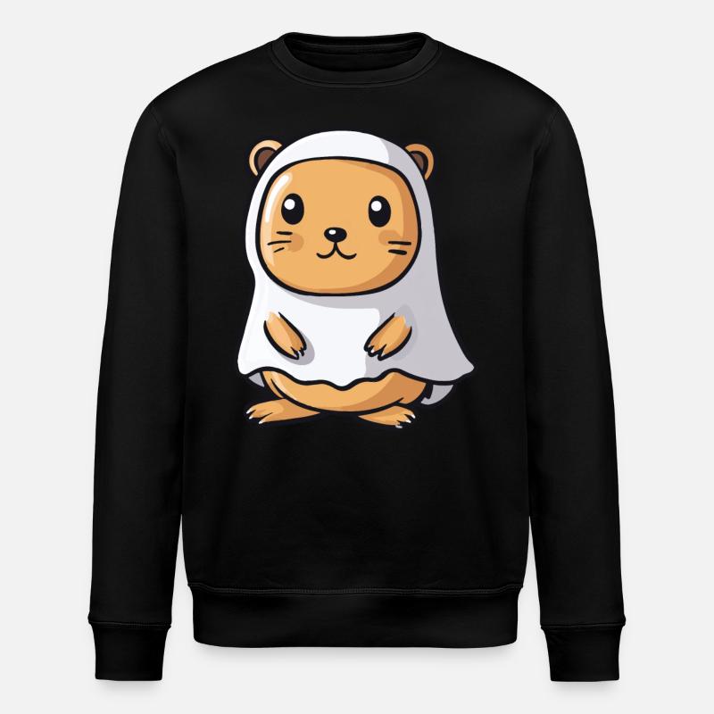 Beaver Halloween Comic Ghost - Stanley/Stella ROLLER Unisex Organic Sweatshirt - black