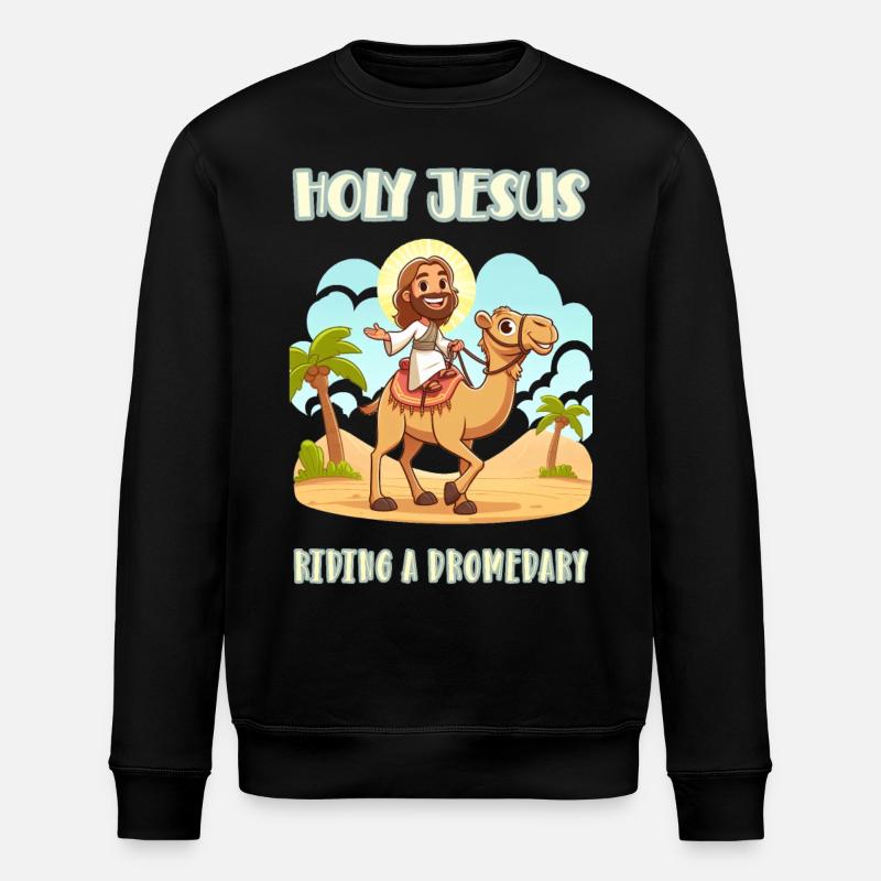 Holy Jesus riding a dromedary - Stanley/Stella ROLLER Unisex Organic Sweatshirt - black