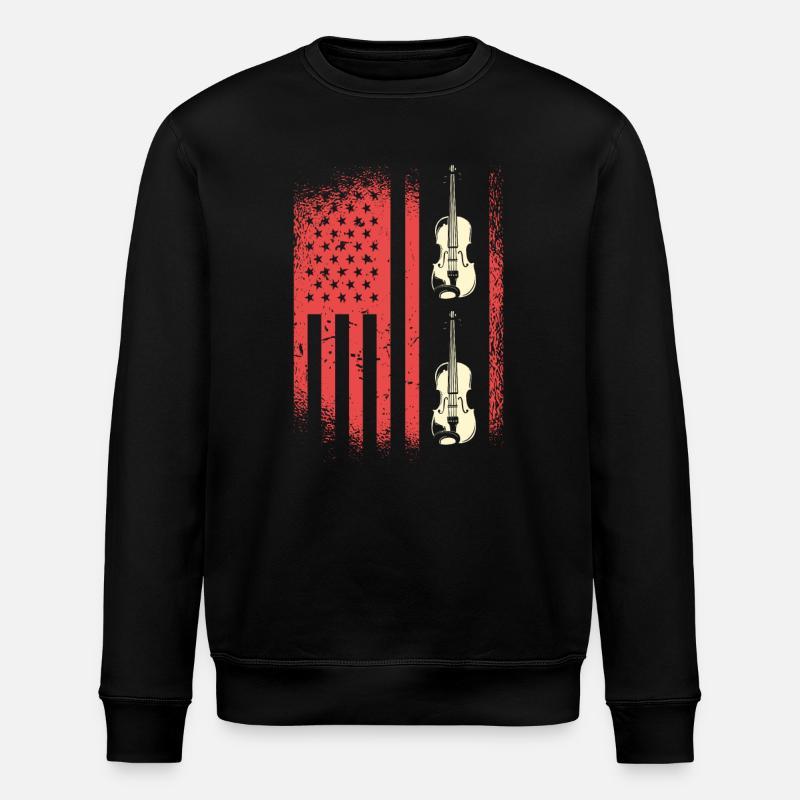 Drapeau américain avec violons - Sweat bio ROLLER Stanley/Stella Unisexe - noir