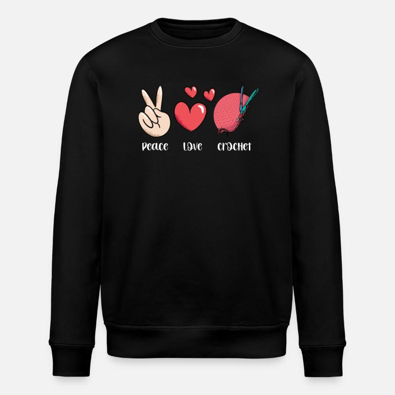 Paix Amour Crochet Artisanat Art - Sweat bio ROLLER Stanley/Stella Unisexe - noir