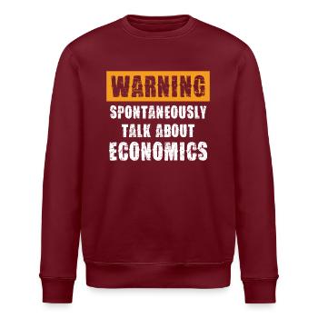 Attention: Spontaneous conversations about economics - Stanley/Stella ROLLER Unisex Organic Sweatshirt - burgundy - Front - Nik (191cm)