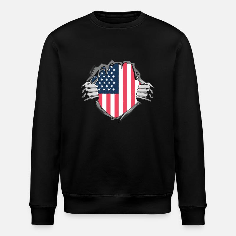 American flag unveiling design - Stanley/Stella ROLLER Unisex Organic Sweatshirt - black