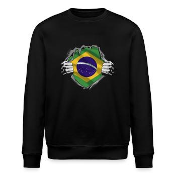 Drapeau brésilien Force Fierté - Sweat bio ROLLER Stanley/Stella Unisexe - noir - Devant - Nik (191cm)