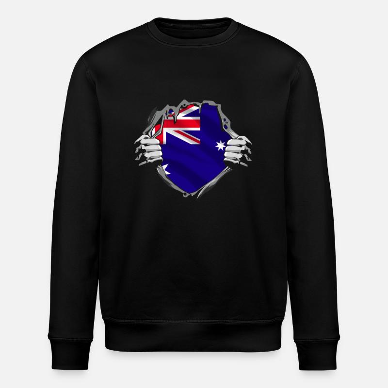 Australian flag unveils pride - Stanley/Stella ROLLER Unisex Organic Sweatshirt - black
