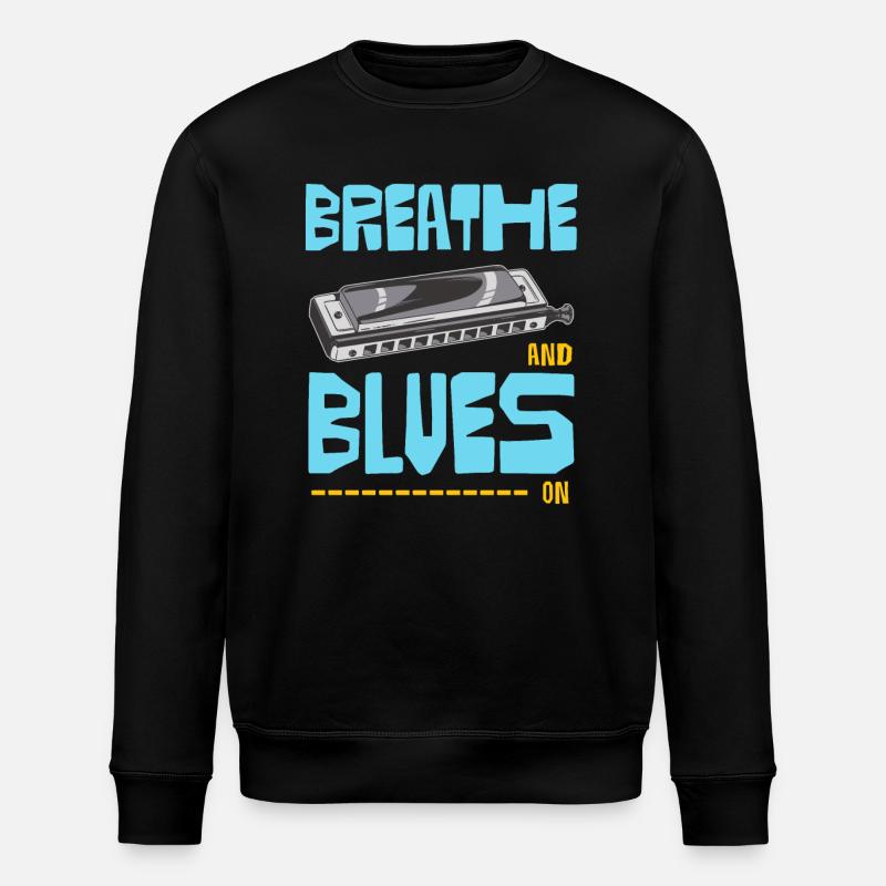 Blues On Mundharmonika - Stanley/Stella Unisex Bio-Sweatshirt ROLLER - Schwarz