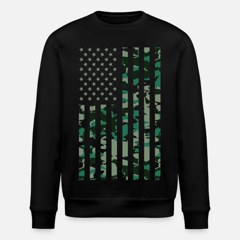 USA Flagge Camoflage - Stanley/Stella Unisex Bio-Sweatshirt ROLLER - Schwarz