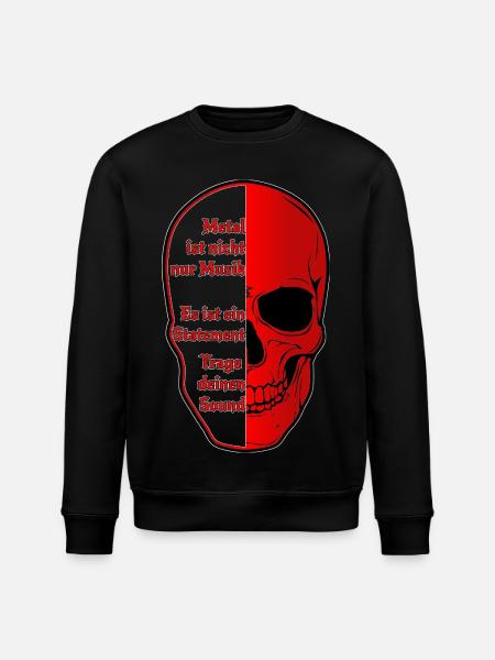 Halbskull Metal-Statement Rot Schwarz - Stanley/Stella Unisex Bio-Sweatshirt ROLLER - Schwarz
