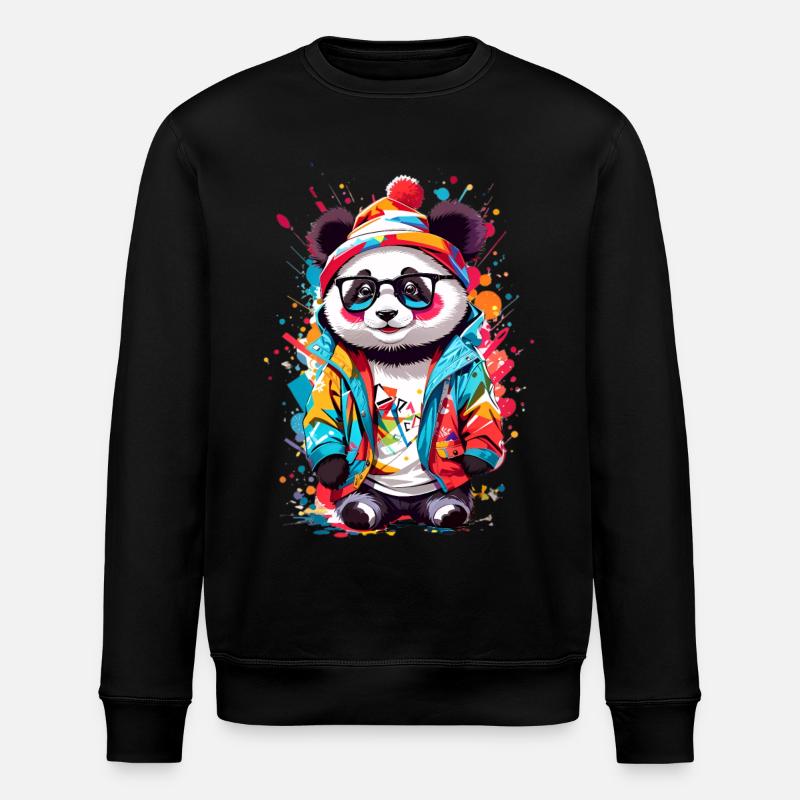 Coole Panda - Stanley/Stella Unisex Bio-Sweatshirt ROLLER - Schwarz