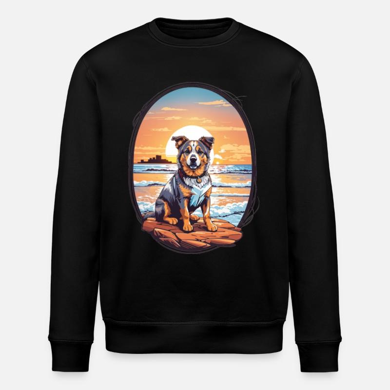 Chien sur la plage - Sweat bio ROLLER Stanley/Stella Unisexe - noir