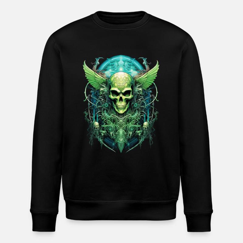 skull skull skeleton darkness gloomy - Stanley/Stella ROLLER Unisex Organic Sweatshirt - black