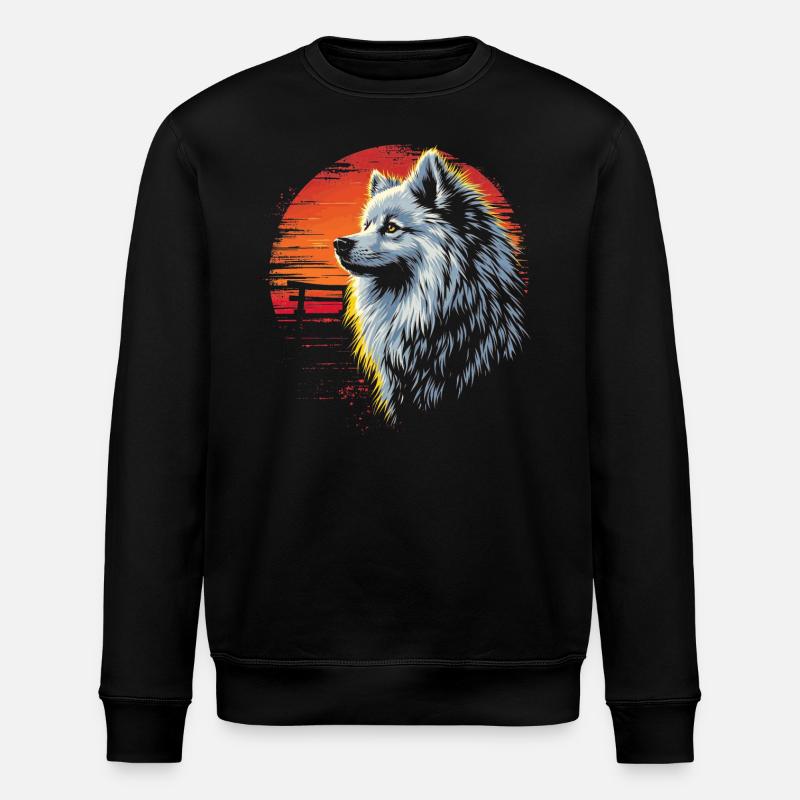 Samojede Hund Retro - Stanley/Stella Unisex Bio-Sweatshirt ROLLER - Schwarz