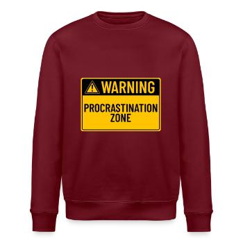Warning: Procrastination Zone - Stanley/Stella ROLLER Unisex Organic Sweatshirt - burgundy - Front - Nik (191cm)
