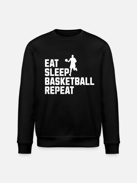 Eat Sleep Basketball Repeat - Stanley/Stella ROLLER Unisex Organic Sweatshirt - black