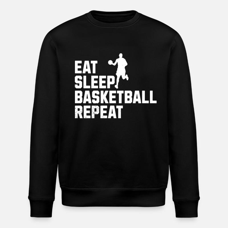 Eat Sleep Basketball Repeat - Stanley/Stella ROLLER Unisex Organic Sweatshirt - black