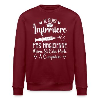 Krankenschwester Humor - Krankenschwester Geschenk - Stanley/Stella Unisex Bio-Sweatshirt ROLLER - Burgunderrot - Vorne - Nik (191cm)