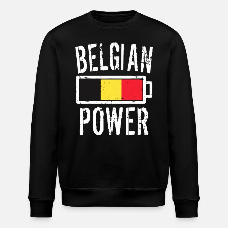 Belgium Belgian Power Graphic - Stanley/Stella ROLLER Unisex Organic Sweatshirt - black