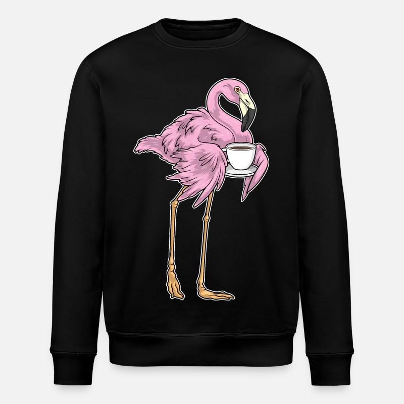 Flamingo Coffee Mug - Stanley/Stella ROLLER Unisex Organic Sweatshirt - black