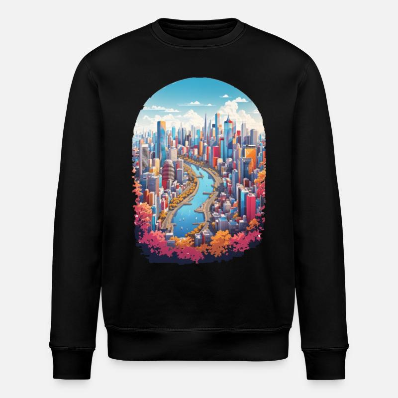 Stadt Landschaft - Stanley/Stella Unisex Bio-Sweatshirt ROLLER - Schwarz