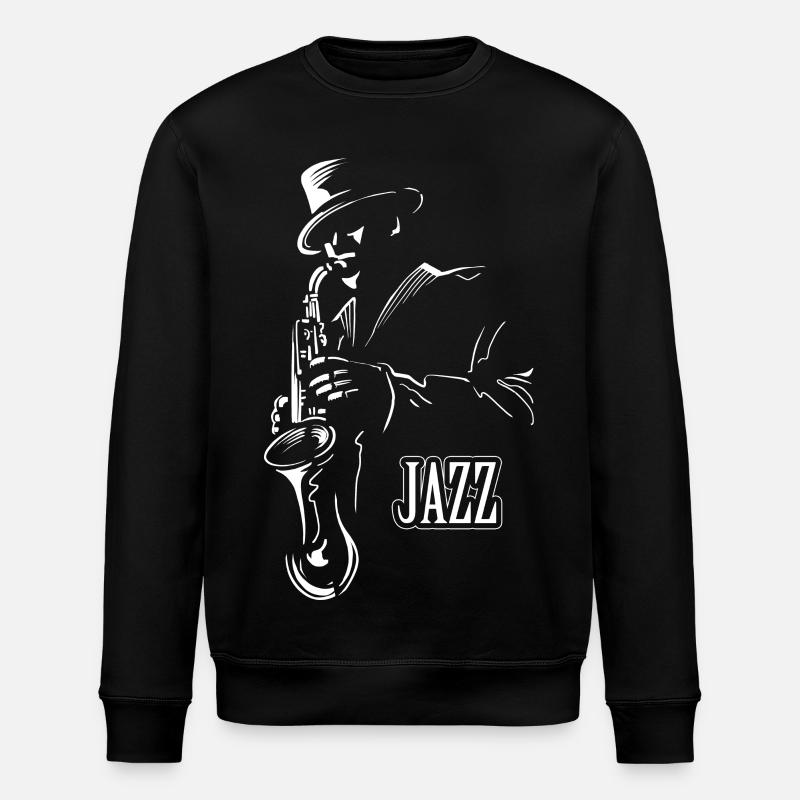 Jazz Sax Schwarz-Weiß - Stanley/Stella Unisex Bio-Sweatshirt ROLLER - Schwarz