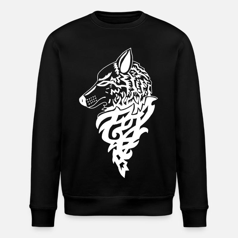 Weißer Wolf, Waldgenie - Stanley/Stella Unisex Bio-Sweatshirt ROLLER - Schwarz