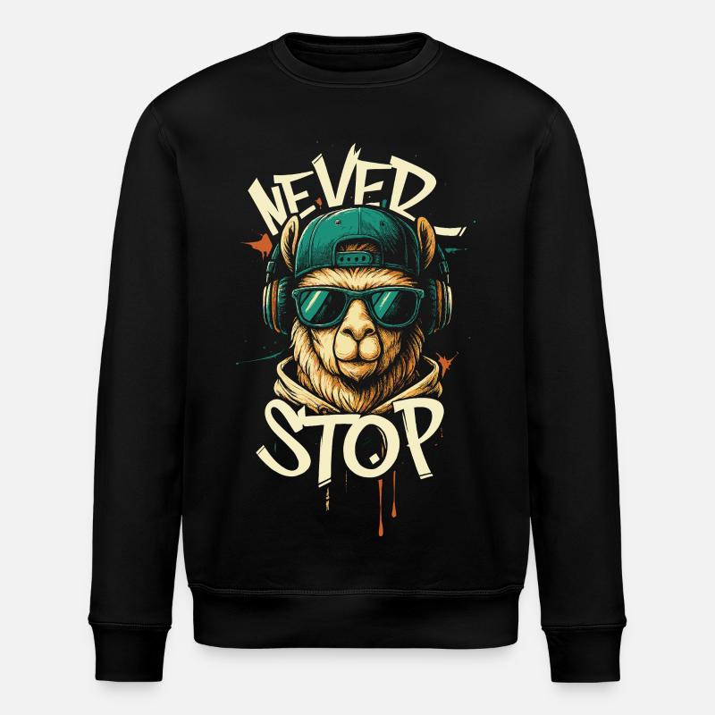 Llama DJ Never Stop - Sweat bio ROLLER Stanley/Stella Unisexe - noir