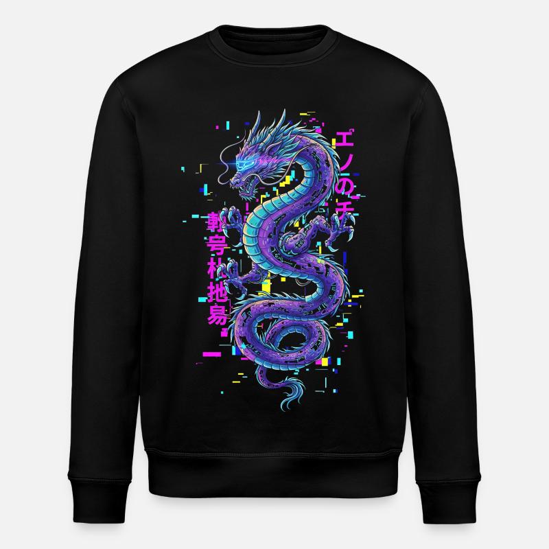 Cyberpunk Dragon - Néon d’Art Glitch - Sweat bio ROLLER Stanley/Stella Unisexe - noir